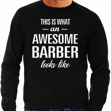 Awesome barber / barbier cadeau trui zwart heren