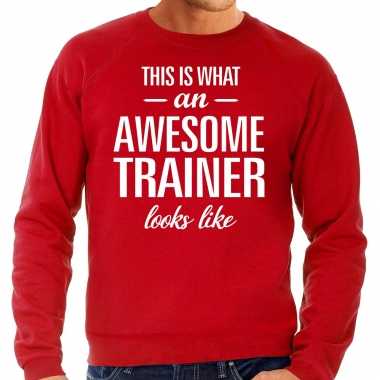 Awesome / geweldige trainer cadeau trui rood heren