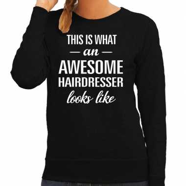 Awesome hairdresser / kapster cadeau trui / trui zwart dames