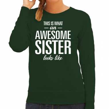 Awesome sister zus cadeau trui groen dames