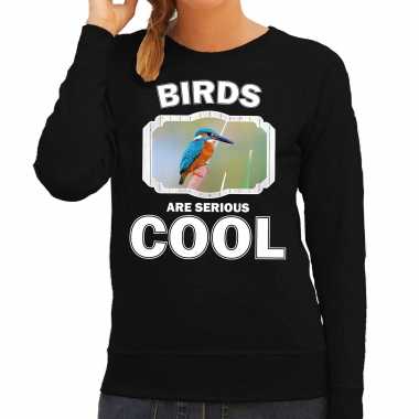 Dieren ijsvogel trui zwart dames birds are cool trui