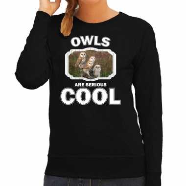 Dieren kerkuil trui zwart dames owls are cool trui