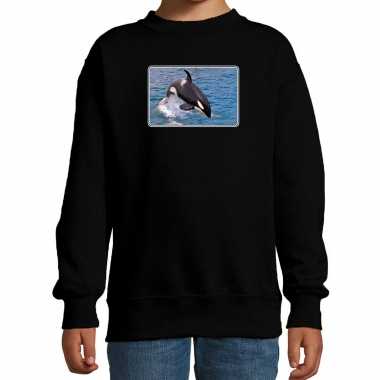 Dieren trui / trui orka walvissen foto zwart kinderen