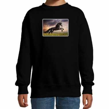 Dieren trui / trui paarden foto zwart kinderen