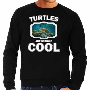 Dieren zee schildpad trui zwart heren turtles are cool trui
