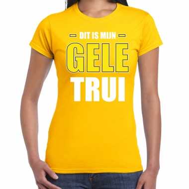 Dit is mijn gele trui fun tekst t-shirt geel dames