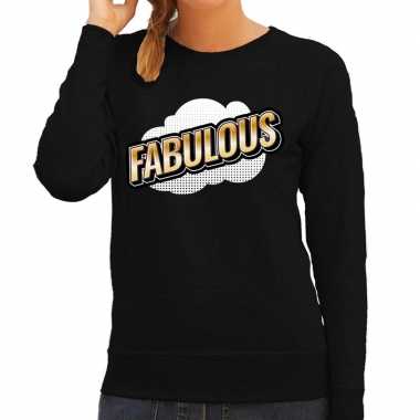 Fabulous fun tekst trui dames zwart d effect