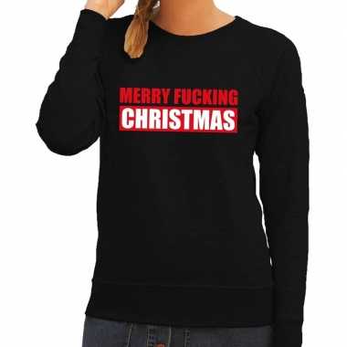 Foute kersttrui merry fucking christmas zwart dames