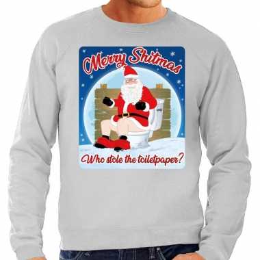 Foute kersttrui merry shitmas grijs heren