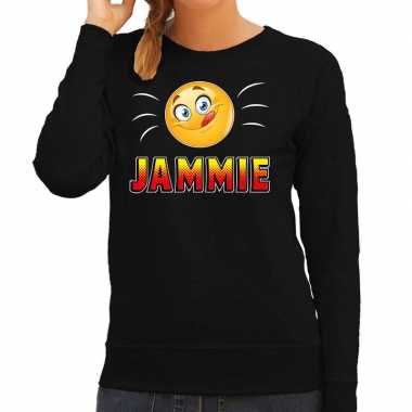Funny emoticon trui jammie zwart dames