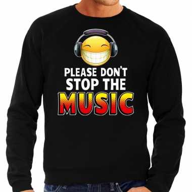 Funny emoticon trui please dont stop the music zwart here