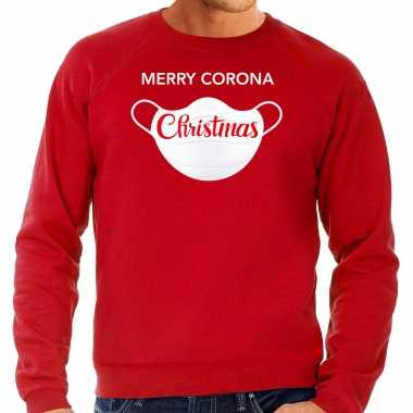 Grote maten merry corona christmas foute kersttrui / outfit rood heren
