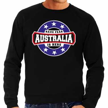 Have fear australia is here / australie supporter trui zwart heren