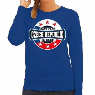 Have fear czech republic is here / tsjechie supporter trui blauw dames