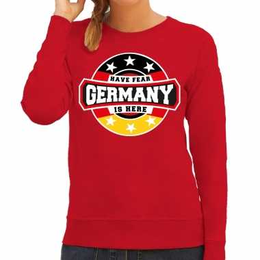 Have fear germany is here / duitsland supporter trui rood dames