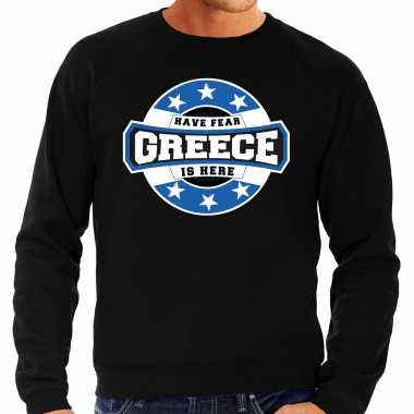 Have fear greece is here / griekenland supporter trui zwart heren