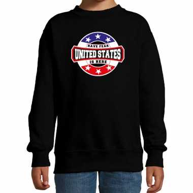 Have fear united states is here / amerika supporter trui zwart kids
