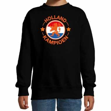 Holland kampioen leeuw zwarte trui / trui holland / nederland supporter ek/ wk kinderen