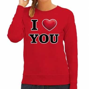 I love you valentijn trui rood dames