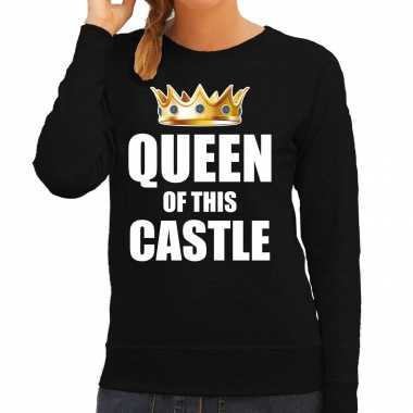 Koningsdag trui im the queen of this castle zwart dames