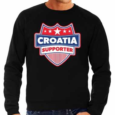 Kroatie / croatia schild supporter trui zwart heren