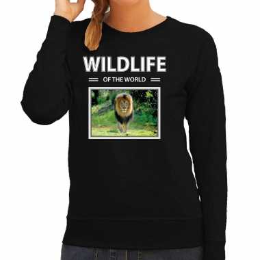 Leeuw trui / trui dieren foto wildlife of the world zwart dames