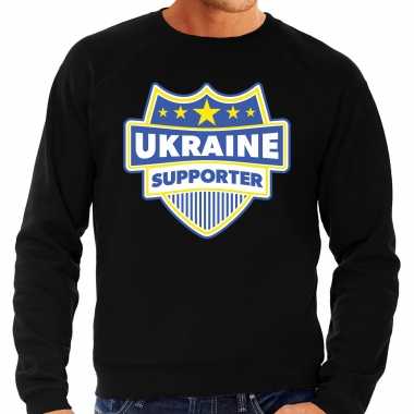 Oekraine / ukraine schild supporter trui zwart heren