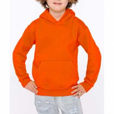 Oranje trui/trui hoodie meisjes