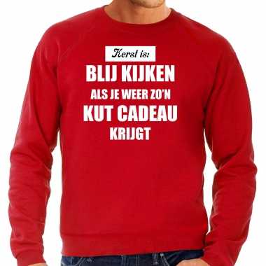 Rode foute kersttrui / trui kerst is blij kijken / kut cadeau outfit heren