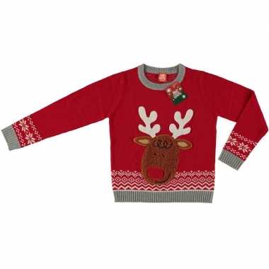 Rode kersttrui rendier kinderen