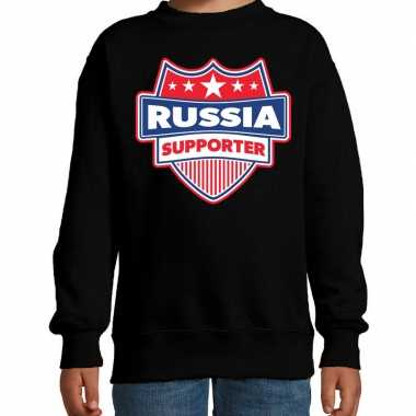 Rusland / russia schild supporter trui zwart kinder
