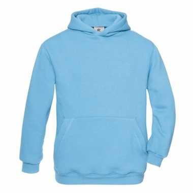 Turquoise katoenmix trui met capuchon voor jong