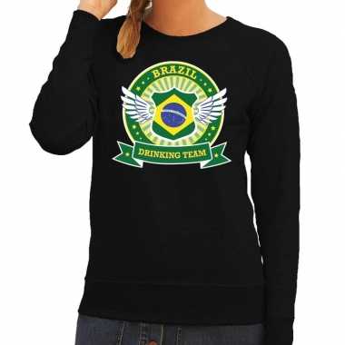 Zwart brazil drinking team trui dames