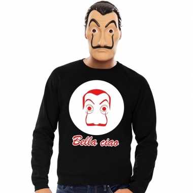 Zwarte salvador dali trui la casa papel masker heren