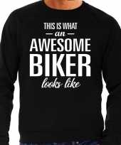 Awesome biker motorrijder cadeau trui zwart heren