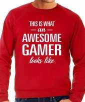 Awesome geweldige gamer cadeau trui rood heren