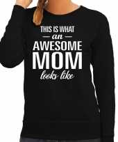 Awesome mom moeder cadeau trui zwart dames