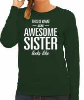 Awesome sister zus cadeau trui groen dames