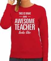 Awesome teacher lerares cadeau trui trui rood dames