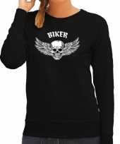 Biker fashion trui motorrijder zwart dames