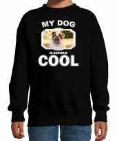 Britse bulldog honden trui trui my dog is serious cool zwart kinderen 10256706