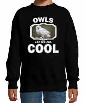 Dieren sneeuwuil trui zwart kinderen owls are cool trui jongens meisjes