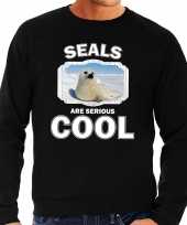 Dieren witte zeehond trui zwart heren seals are cool trui