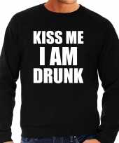 Fun trui trui kiss me i am drunk zwart heren