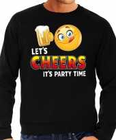 Funny emoticon trui lets cheers its party time zwart heren