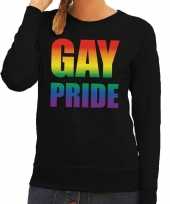 Gay pride regenboog tekst trui zwart dames