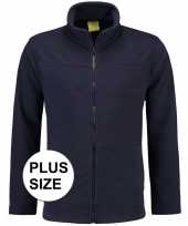 Grote maten navy fleece trui rits volwassenen