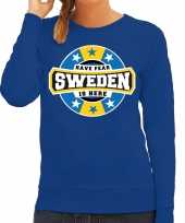 Have fear sweden is here zweden supporter trui blauw dames