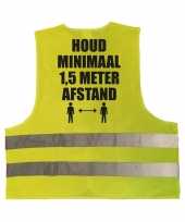 Houd meter afstand pictogram truije hesje geel reflecterende strepen volwassenen