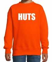 Huts tekst trui oranje kids